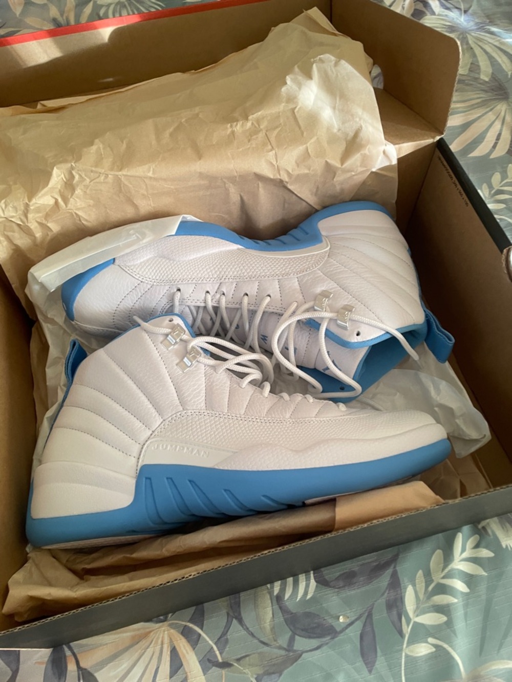 Jordan White and Light Blue Basketball Shoes